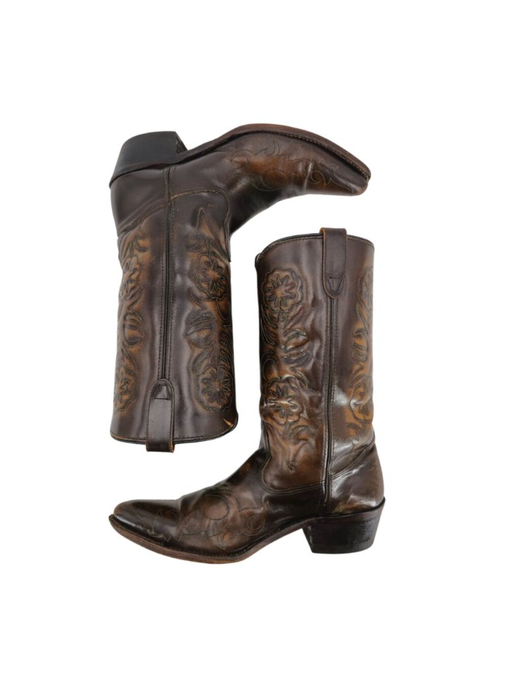 Vintage Unbranded Cowboy Western Boots Mens size 9D Brown Leather Distressed - Picture 7 of 13